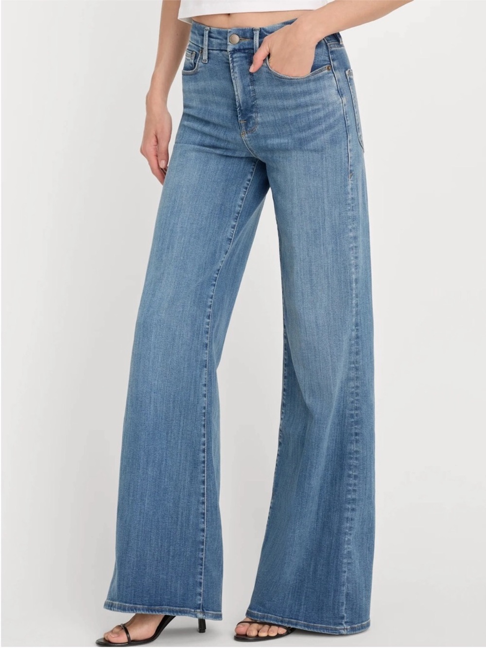 Good American Good Waist Palazzo Jeans Wide Leg High Rise 6/26 - Picture 2 of 11